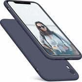 Silicone case geschikt voor Apple iPhone Xr + gratis glazen Screenprotector - blauw