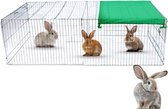 MaxxPet Konijnenhok met cover - konijnenren- konijnenren met zonnescherm - dierenren - puppyren - 120x100x60cm
