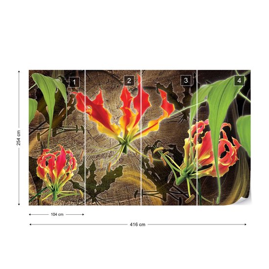 Papier peint Fleurs Floral | XXXL - 416 cm x 254 cm | Polaire 130g / m2