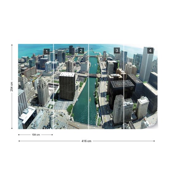 Papier peint City Chicago  | XXXL - 416 cm x 254 cm | Polaire 130g / m2
