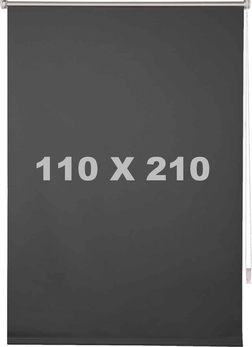 Happyment Luxe Rolgordijn Antraciet - 110x210cm - Rolgordijnen verduisterend - Luxaflex - Isolerend - Zonder of met boren