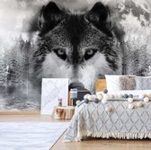 Fotobehang Forest Wolf In The Mist | VEA - 206cm x 275cm | 130gr/m2 Vlies