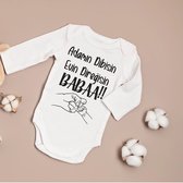 Babyromper - Bekendmaking zwangerschap - Kraamcadeau - Baby aankondiging - Geboorte cadeau - Maat 74 lange mouwen