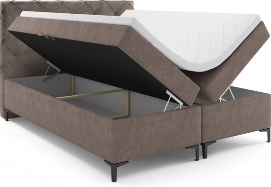 Meuba Home - Oslo Boxspring - Grijs - 180x200 - Microfibre - Avec surmatelas