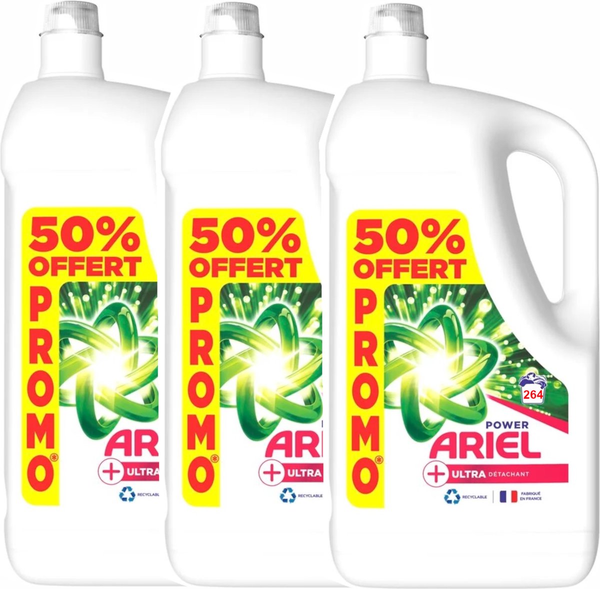 Ariel Lessive Liquide + Ultra Détachant - Pack Économique - 3x88