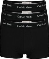 Calvin Klein low rise trunks (3-pack) - lage heren boxers kort - zwart met zwarte tailleband - Maat: M