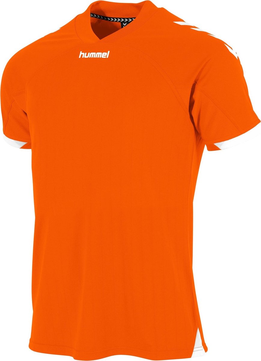 Hummel Fyn Shirt Korte Mouw Heren - Oranje / Wit | Maat: M