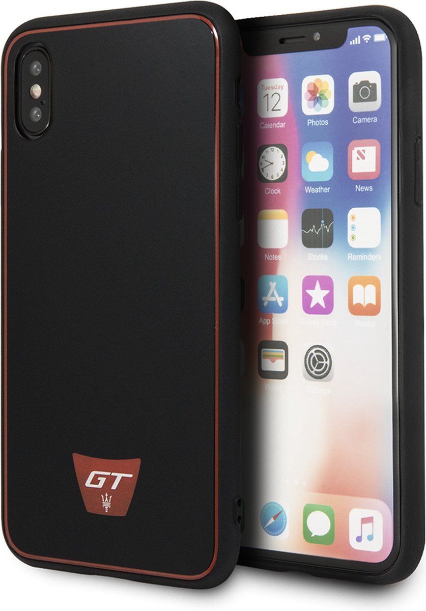 Zwart hoesje van Maserati - Backcover - GranSport GT - iPhone X-Xs - Siliconen rand