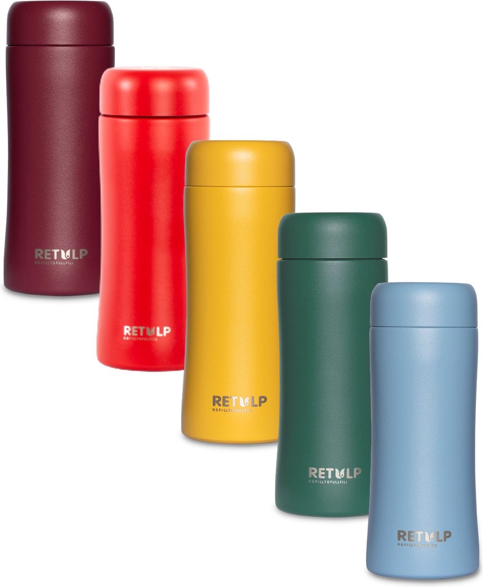 Retulp Tumbler Voordeelpakket Rainbow - Thermosbeker - Thermosfles - 300 ml - RVS - Drinkflessen 5 stuks