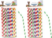 Drinkrietjes buigbaar - papier - set 100x - multicolor kleuren - 20 cm - verjaardag/feestje