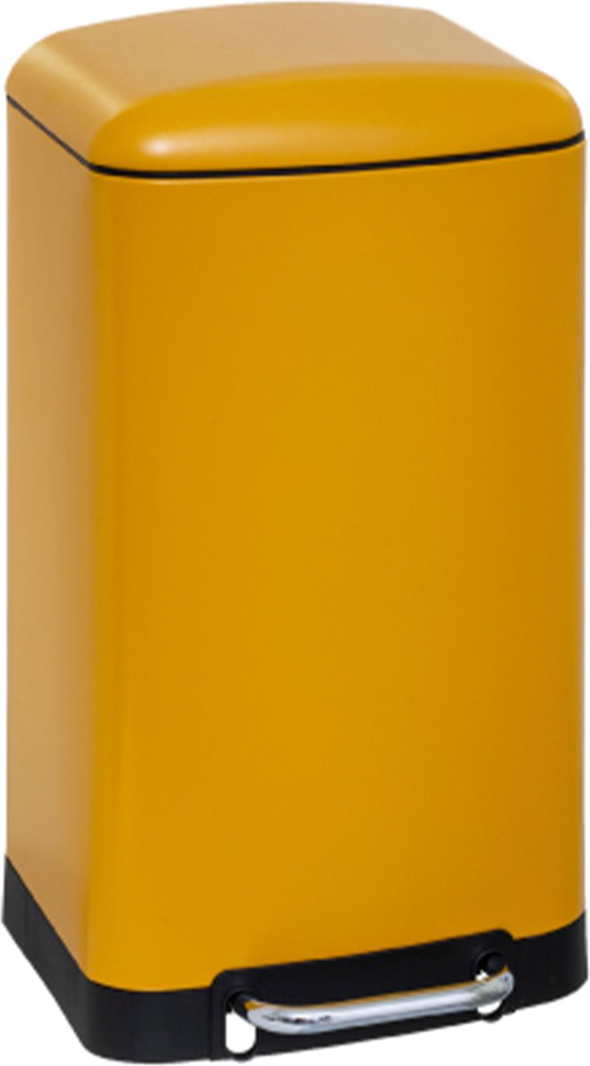 Goedkoopste 5Five Prullenbak/pedaalemmer - geel - metaal - 30 liter - 34 x 32 x 61 cm - keuken