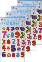 Stickervelletjes - 4x - 25x sticker cijfers 0-9- gekleurd - nummers