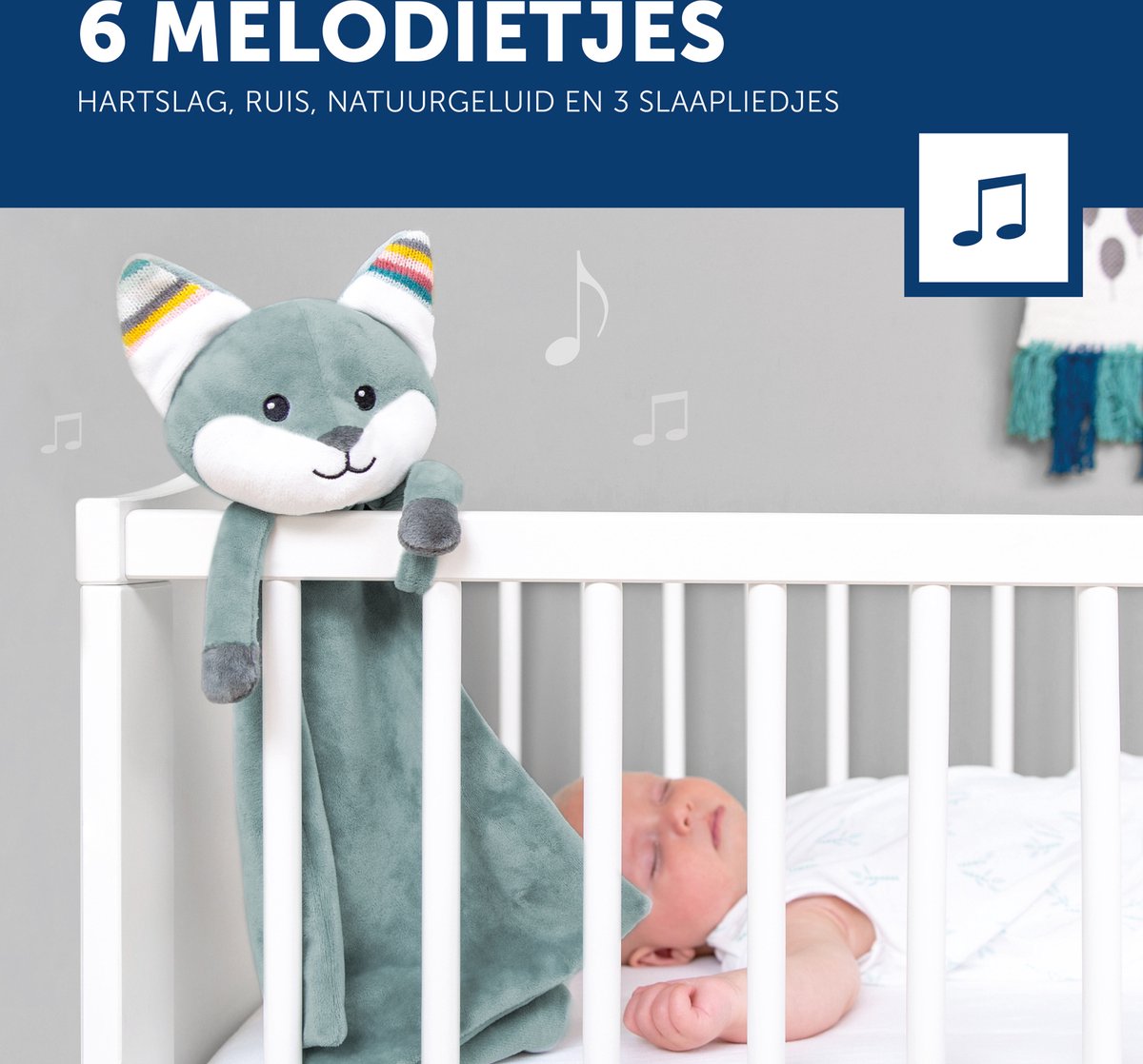 Zazu Felix de Vos - Heartbeat & White Noise Knuffeldoekje - Blauw - 35 cm — afbeelding 10
