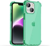 Smartphonica iPhone 14 transparant shockproof siliconen hoesje met stootrand - Groen / Back Cover geschikt voor Apple iPhone 14
