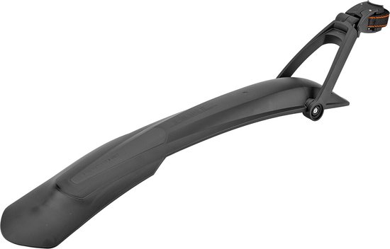 Zwart SKS X-Blade II achterspatbord, zijdelings gepositioneerd.