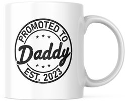 Promoted to Daddy 2023 Mok - Cadeau Nieuwe Papa - 11oz Koffiebeker Eerste Keer Vader - Vaderdag, Babyshower Cadeau EST 2023