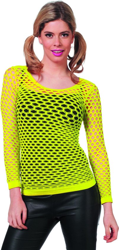 Chemise en filet jaune fluo à manches longues pour femme | bol.com