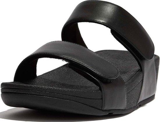 Optimistisch soep Trekken Fitflop Slipper Lulu Adjustable Leather Slides Zwart | bol.com