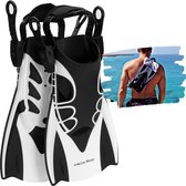 Palmes courtes réglables avec sac de natation à suspendre, Taille 34-45, avec aides souples, palmes courtes pour la natation, pour adultes, femmes et hommes, palmes de plongée