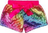 VinkToys® Meisjes korte broek Regenboog - Pailletten korte broek - korte broek meisje 116/122