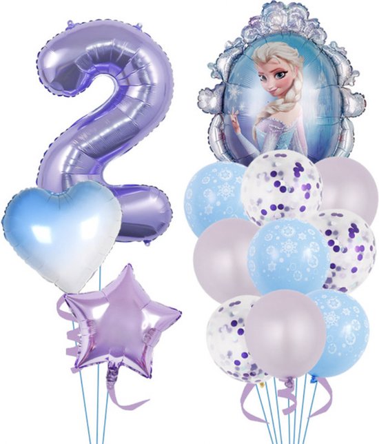 Ballonnen - Ballonnenset - Frozen - Latex Ballonnen - Verjaardag - Themafeest - Gekleurde ballonnen - Feest Decoratie - Party Decorations - Feestversiering - Cijferballonnen - Cijfer - 2 jaar