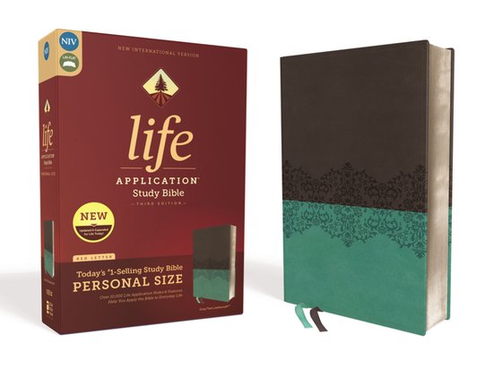 NIV Life Application Study Bible, Third Edition- NIV, Life Application Study Bible, Third Edition, Personal Size, Leathersoft, Gray/Teal, Red Letter