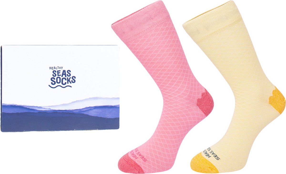 Healthy Seas Socks dames giftbox 2P sokken sturgeon geel & roze - 41-46