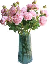 Zijden Boeket (1 tak, 3 bloemen) Pioen Boeket – 61cm hoog – 6 stelen - doe-het-zelf boeket – DIY – alle kunstbloemen los geleverd – Lente – multi color – Kunstbloemen - nep bloemen - nepbloemen - Lichtroze