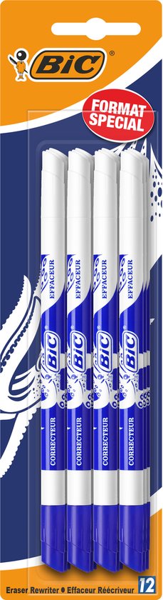 BIC Ink Eater Inktwissers - Blauw - Pak van 12 | bol