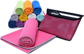 Microvezel handdoekenset, voor sauna, fitness, sport, strandhanddoek, sporthanddoek, 8 matten, 12 kleuren, roze