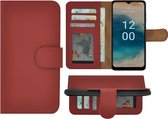 Nokia G22 Case - Bookcase - Nokia G22 Case Book Case Portefeuille Cuir Véritable Cuir Rouge