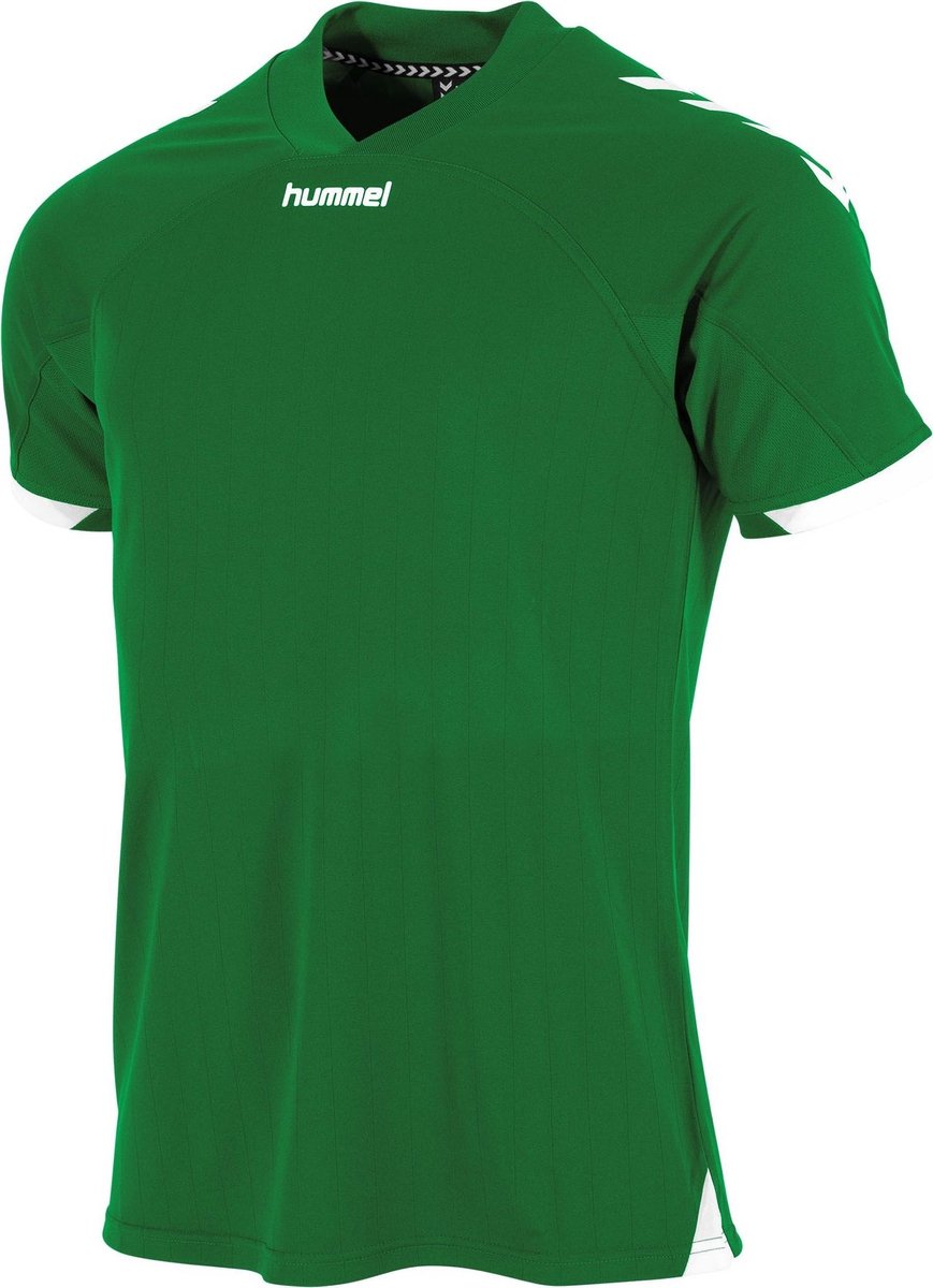Hummel Fyn Shirt Korte Mouw Heren - Groen / Wit | Maat: 2XL
