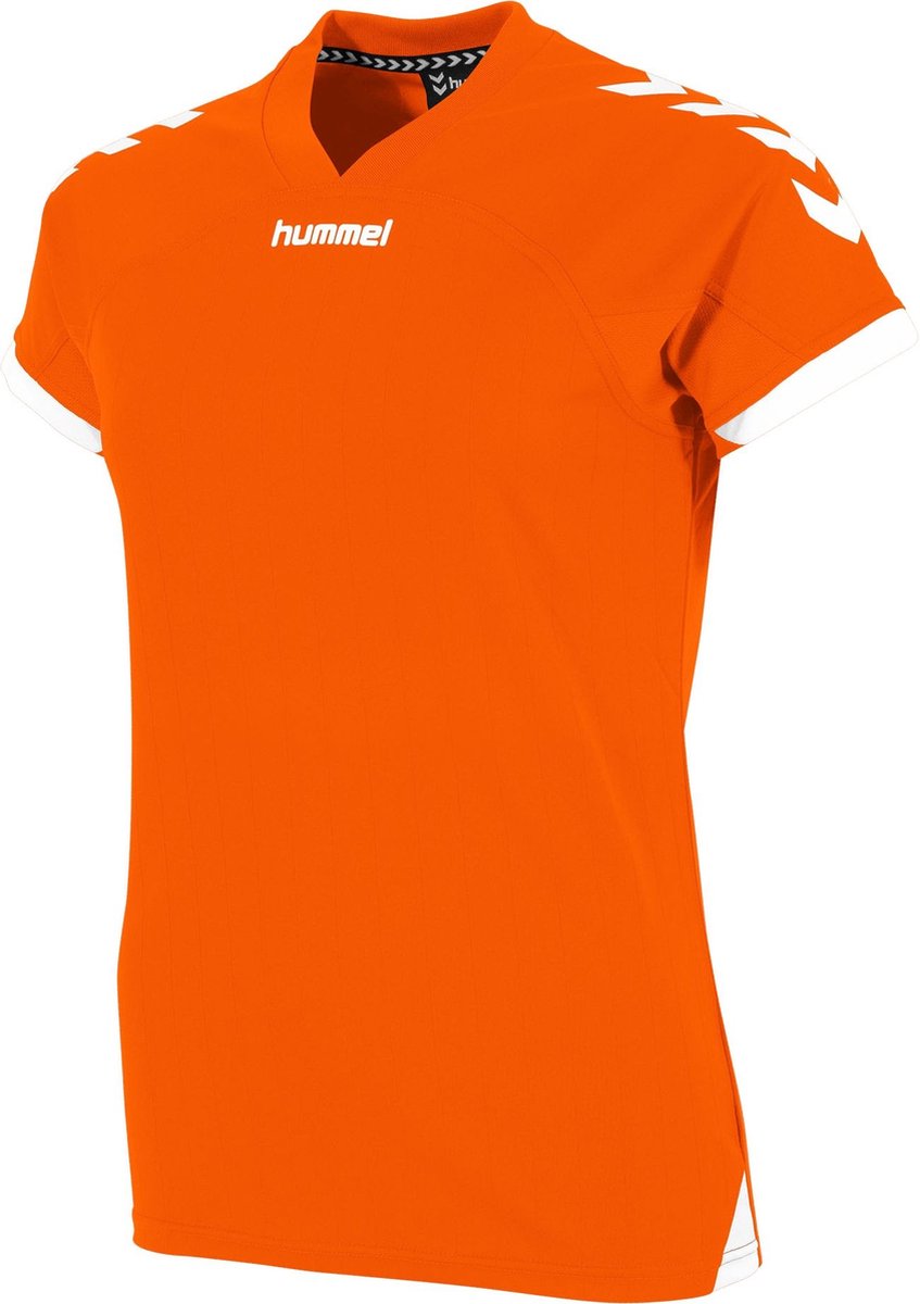 Hummel Fyn Shirt Korte Mouw Dames - Oranje / Wit | Maat: S