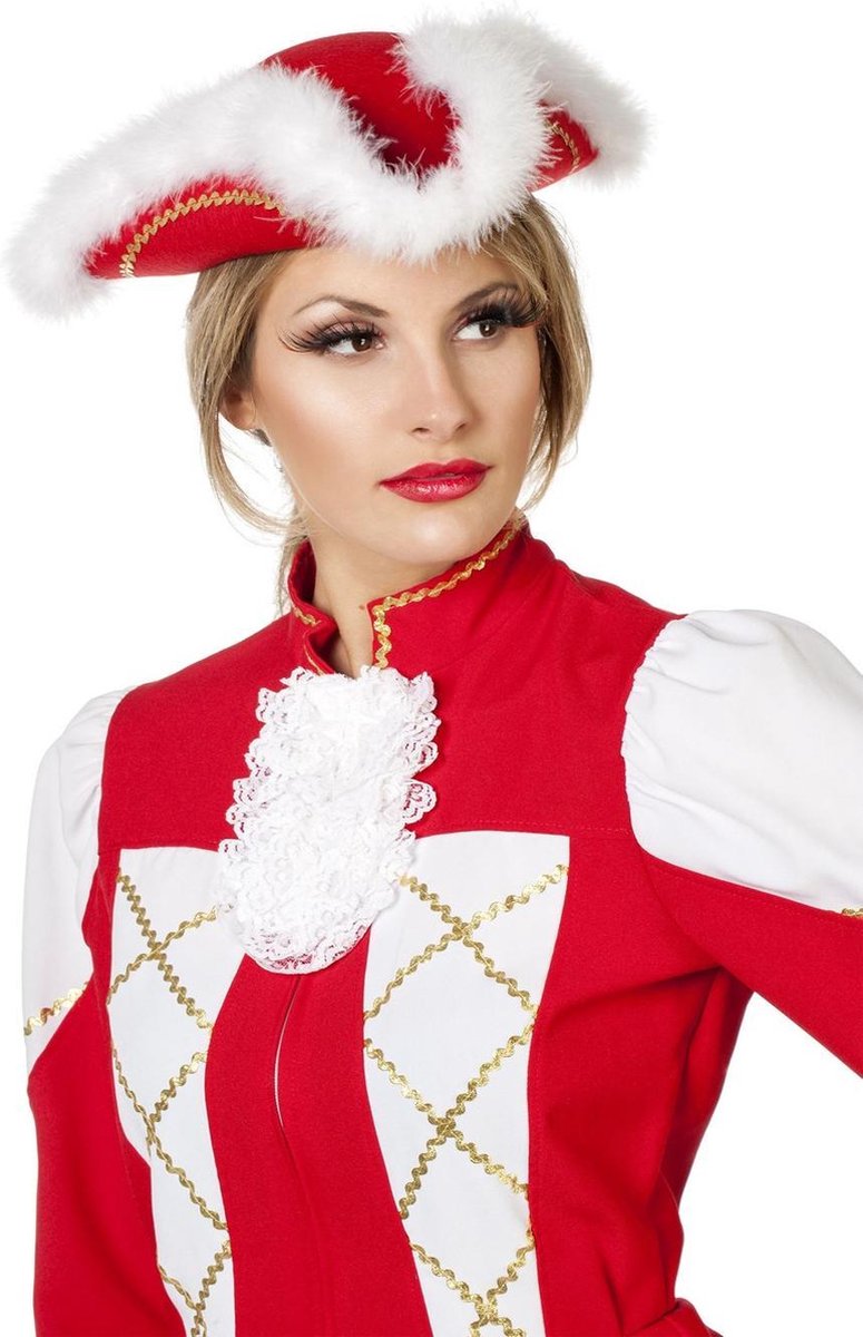 Dansmarietje hoed rood met gouden band
