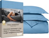 Bed Couture - Parure de lit en Katoen sergé - 135x200 + 2 taies d'oreiller 80x80 - Luxe 100% Katoen, toucher souple et ultra doux - Bleu ciel