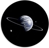 PVC Schuimplaat Muurcirkel - Drie Planeten in het Heelal - 100x100 cm Foto op Muurcirkel (met ophangsysteem)