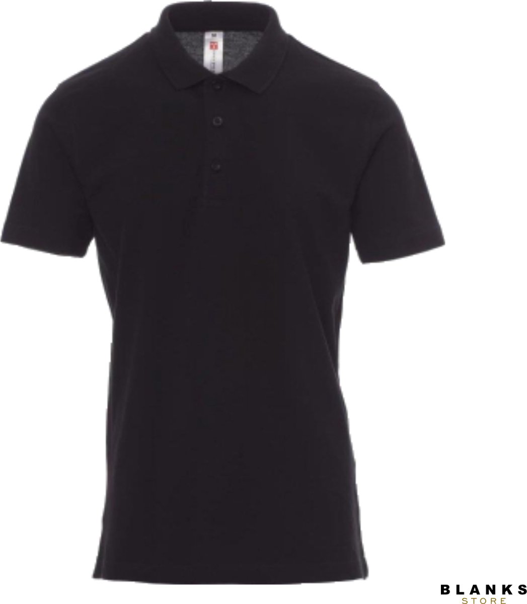 Payper Rome: Katoenen Piquet Polo Shirt Heren met Korte Mouwen en Parelmoer Knopen - Zwart - XL
