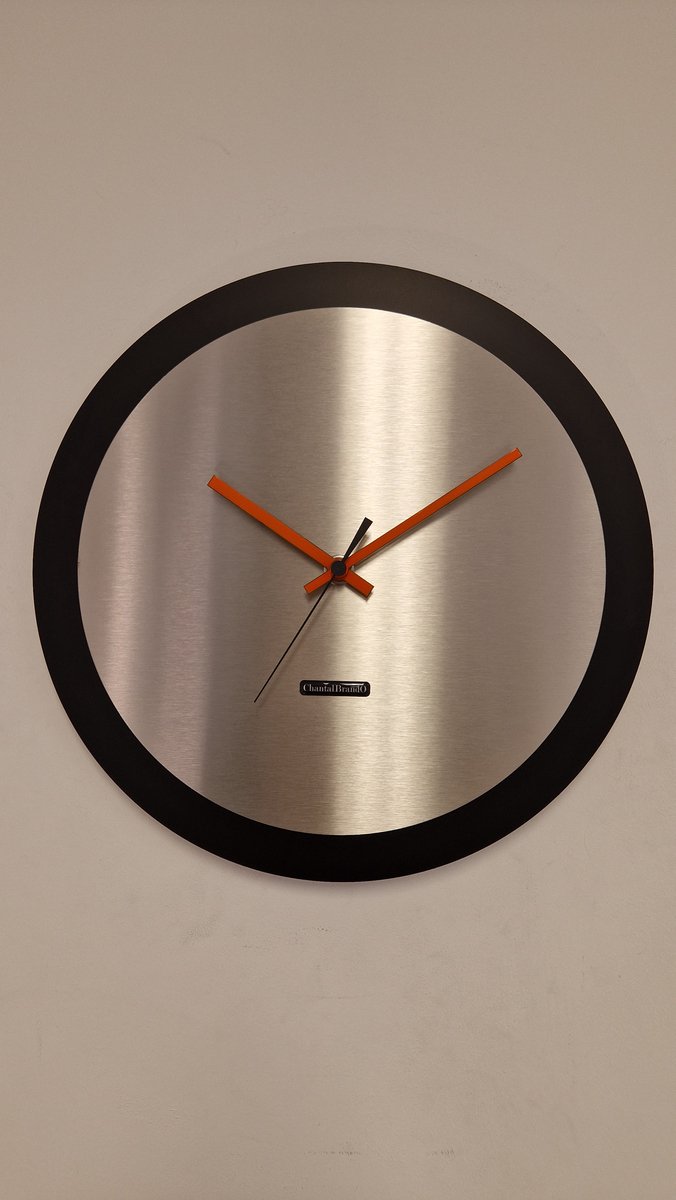 Wandklok ChantalBrandO MISTRAL BLACK & RVS -- MODERN DESIGN