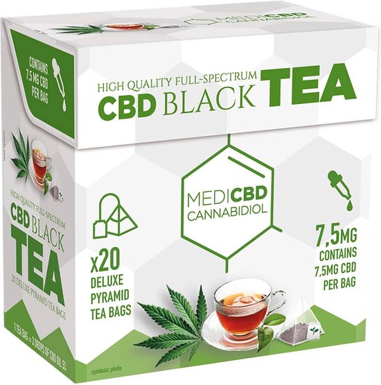 3 x MediCBD Black Thee (Box of 20 Pyramid Teabags) – 7.5mg CBD