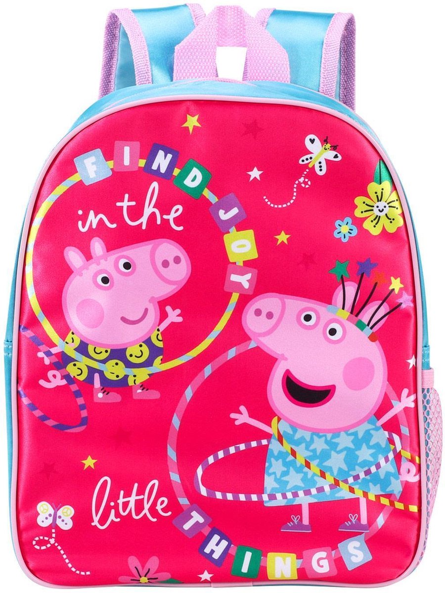 Sac à Dos Peppa Pig Pour Enfant – 30x25x11 Cm – Compartiment Zippé + Poche Avant – Bretelles Réglables