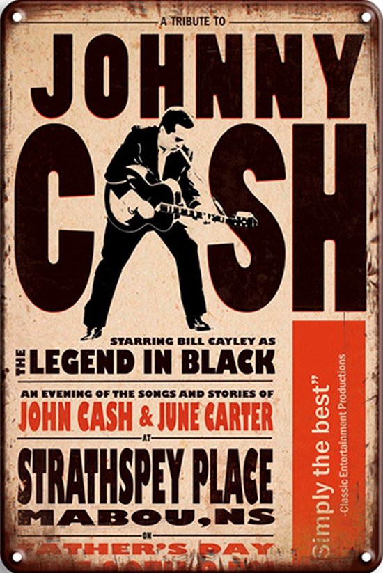 Signs-USA - Concert Sign - metaal - Johnny Cash - Strathspey Place - 20x30 cm