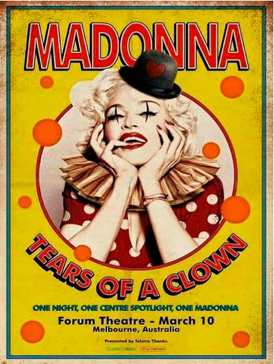 Signs-USA - Concert Sign - metaal - Madonna - Tears of a Clown - 20x30 cm
