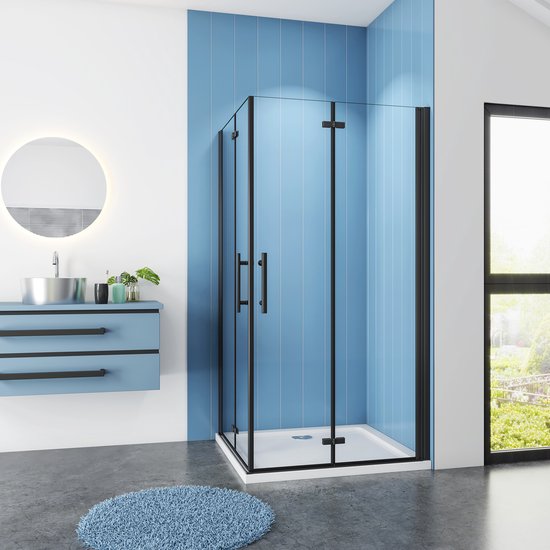 Serie Black Poppy Douchecabine Vierkant 80x80 Dubbele Vouwdeur