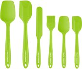 George Napoli Lot de 6 spatules en Siliconen Vert | Grattoir à casseroles | Cuillère | Ustensiles de cuisine | Accessoires de barbecue | Brosse à huile | Ensemble d'ustensiles de cuisine