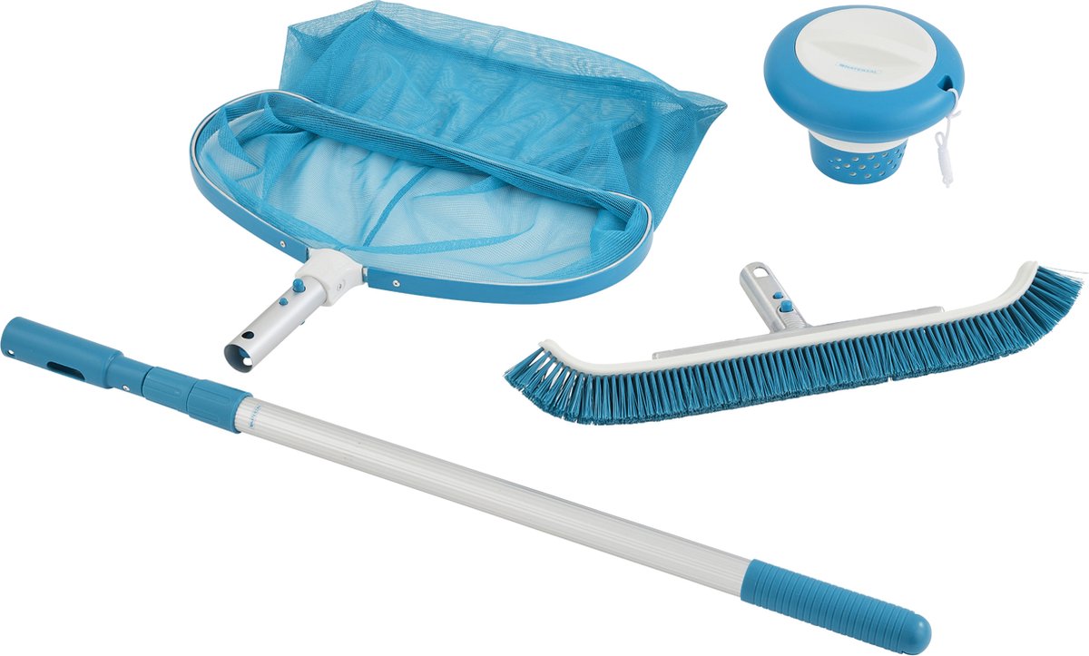 Brosse de nettoyage de piscine courbée en aluminium 46 cm bleu