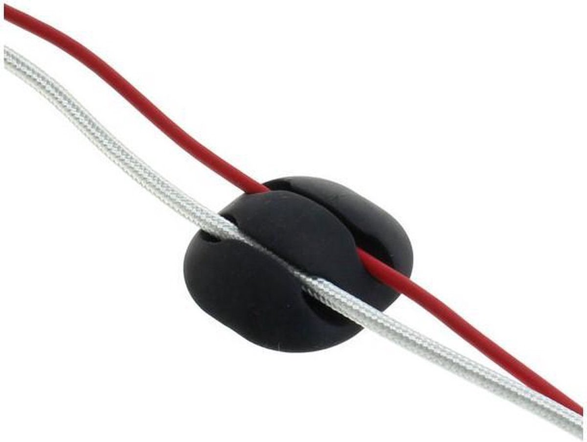 Zelfklevende kabelhouder voor 1 kabel - duo pak 2 stuks / Zwart - zwarte kabel Clips, Klem, Binder, Organizer max. kabeldikte 5mm