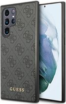 Guess Hoesje Hard Case 4G Logo Metal Zwart Geschikt voor Samsung Galaxy S23 Ultra