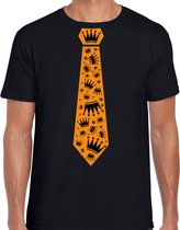 Bellatio Decorations Koningsdag t-shirt - kroontjes stropdas - heren S