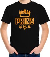 Bellatio Decorations Koningsdag T-shirt - prins - voor jongens - zwart met oranje 122/128