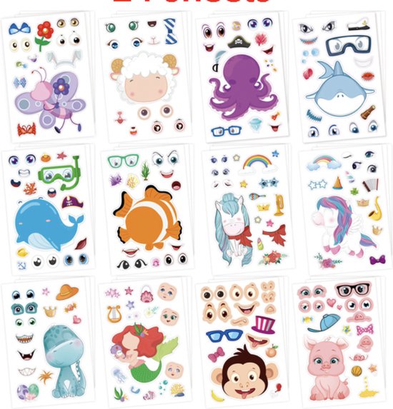 Finest Folia Stickers, gezicht, ogen en mond, stickers voor vuilnisbak, vuilnisbak, koelkast, toilet, decoratie, zelfklevend, weerbestendig, R206 (10 stuks